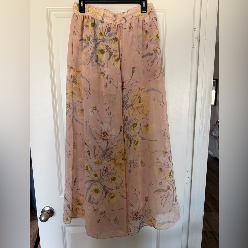 H&M Pink Floral Wide Leg Jumpsuit Pants